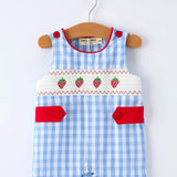Summer Strawberry Embroidered Smocked Romper