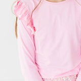Bubblegum Pink L/S Ruffle Tee