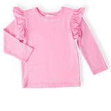 Bubblegum Pink L/S Ruffle Tee