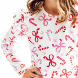 Candy Cane Lane L/S Ruffle Tee