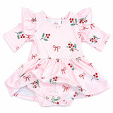 Winter Berries 3/4 Sleeve Flutter Twirl Bodysuit