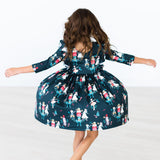 Christmas Ballet 3/4 Sleeve Ruffle Twirl Dress