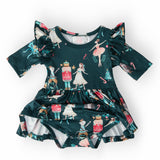 Christmas Ballet 3/4 Sleeve Flutter Twirl Bodysuit