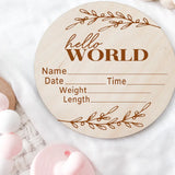 Birth Announcement Wood Stat Plaque - Dainty Vine