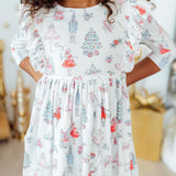 Clara's Christmas 3/4 Sleeve Ruffle Twirl Dress