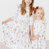 Clara's Christmas 3/4 Sleeve Ruffle Twirl Dress