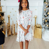 Clara's Christmas 3/4 Sleeve Ruffle Twirl Dress