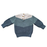 Blue Colorblock Knit Sweater