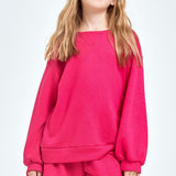 Hot Pink Cotton French Terry Sweatshirt & Shorts Set