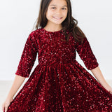Cranberry Velvet Sequin Dress