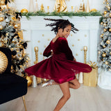 Cranberry Velvet Tutu Dress