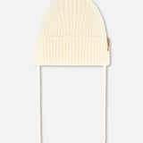 Baby Knit Hat With Strings- Whisper White