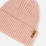 Baby Knit Hat With Strings- Dusty Pink