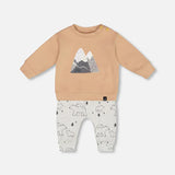 Top With Printed Bears Pant Set- Sand