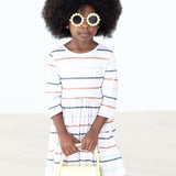 Fall Stripes 3/4 Sleeve Pocket Twirl Dress
