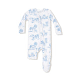 Farm Toile - Blue  2 Way Zipper Footie