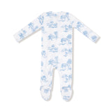 Farm Toile - Blue  2 Way Zipper Footie