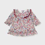 Red Floral Ruffle Dress