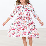 Footballs & Flowers 3/4 Sleeve Pocket Twirl Dress