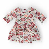 Footballs & Flowers 3/4 Sleeve Twirl Bodysuit