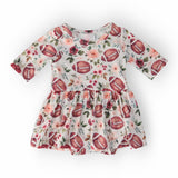 Footballs & Flowers 3/4 Sleeve Twirl Bodysuit