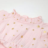 Gauze Lola Bubble - Mini Gold Stars - Pale Pink