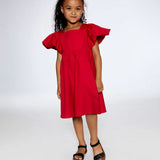 Dress with Bubble Sleeves True Red