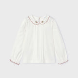 Girl Embroidered Blouse - Mauve