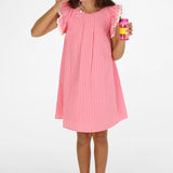 Girls Wila Dress: Double Pink Seersucker