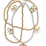 Gold Pearl Bow Bracelet Stack