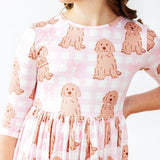 Goldendoodle 3/4 Sleeve Pocket Twirl Dress