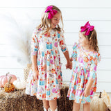 Harvest Blooms 3/4 Sleeve Pocket Twirl Dress