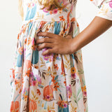 Harvest Blooms 3/4 Sleeve Pocket Twirl Dress
