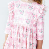 Heirloom Garden 3/4 Sleeve Ruffle Twirl Dress