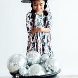 Hocus Purr-cus 3/4 Sleeve Pocket Twirl Dress