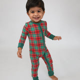 Holiday Plaid 2 Way Zipper Romper