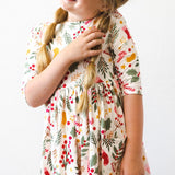 Holly Jolly Christmas 3/4 Sleeve Pocket Twirl Dress