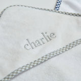 Hooded Towel Wash Cloth Set - Blue Ginhgam