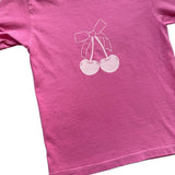 Tween Hot Pink Cherry Bow Tee