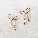Gold Bow Dangle Stud earrings