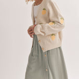 Tween Esme Embroidered Lemon Cardigan