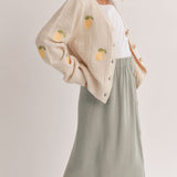 Tween Esme Embroidered Lemon Cardigan