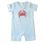 Red Embroidered Crab Romper