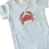 Red Embroidered Crab Romper