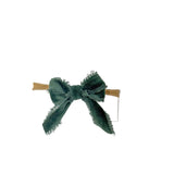 Green Velvet Headband Bow
