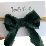 Green Velvet Headband Bow