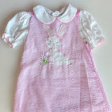 Pink Seersucker Dress w/ Bunny Applique