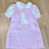 Pink Seersucker Dress w/ Bunny Applique