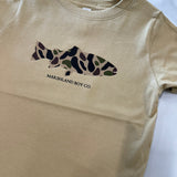 Camo Fish Boys Tee I Latte