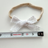 White Knitted Lace Headband Bow Baby